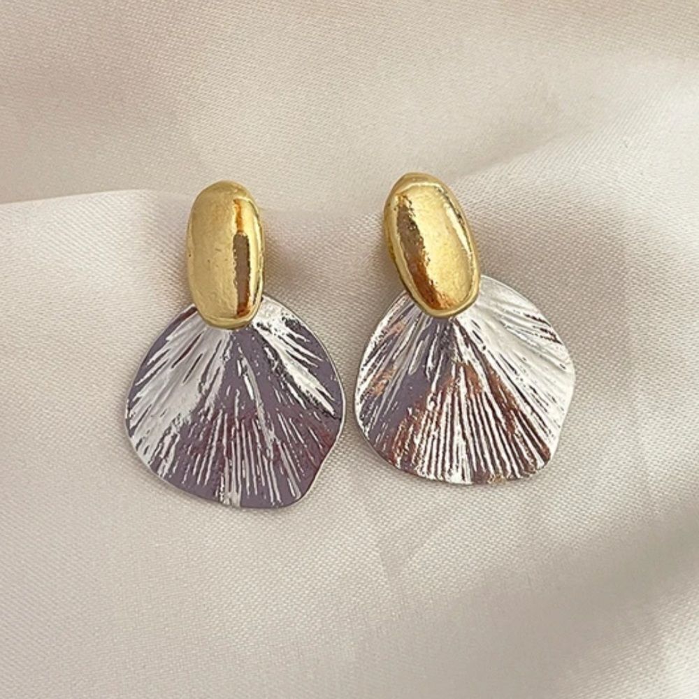 Gold and Silver Leaf Earrings A1325